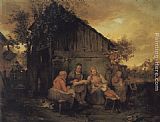 Family Canvas Paintings - A Family Resting At Sunset
